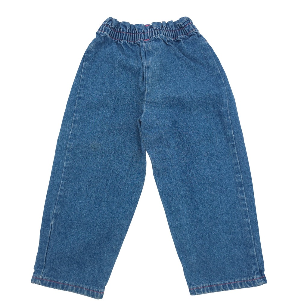 Vintage Toddler Girl  Embroidered Paperbag Waist Denim Jeans Kids Size 3T - Picture 2 of 6